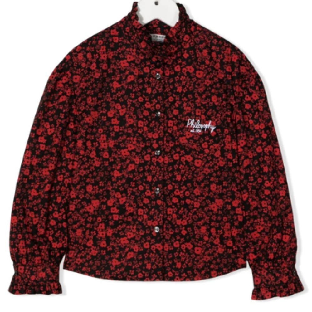 Philosophy Floral Pattern Logo Print Shirt